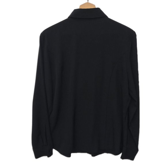 Beechers Brook Black Ruffle Front Button Up Shirt M - Picture 3 of 5